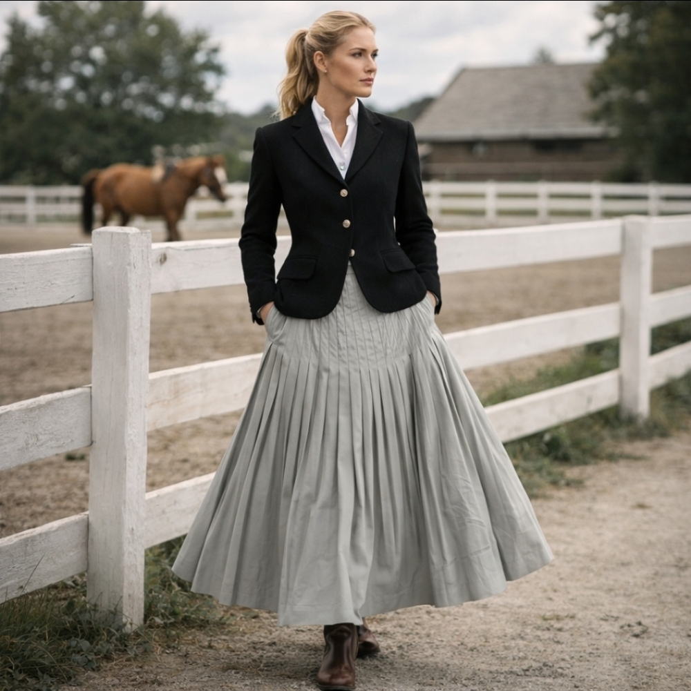 Vintage Tan Pleated Maxi Skirt